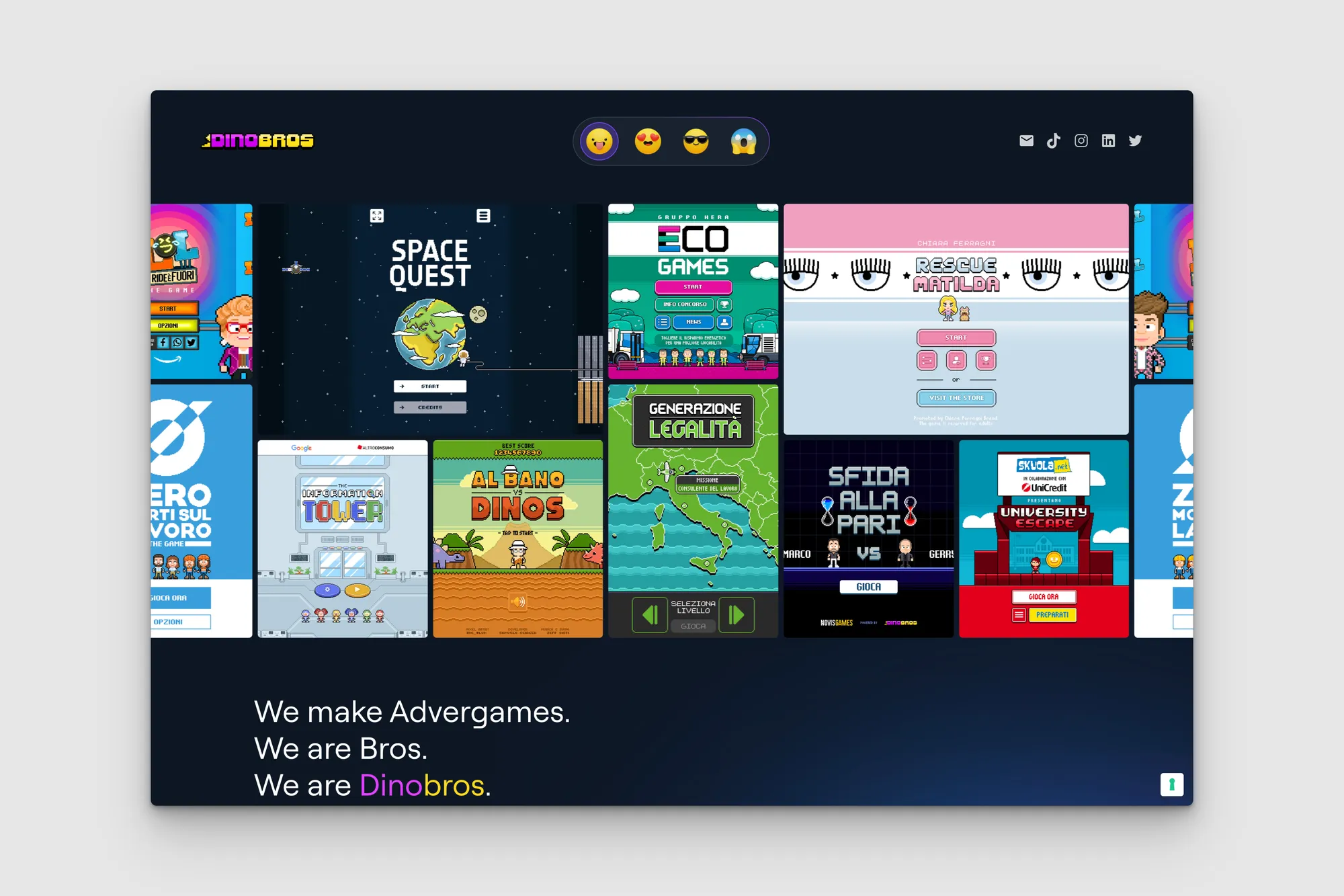 Nuovo sito web creato con Webflow per un'azienda che progetta videogiochi per la pubblicità
