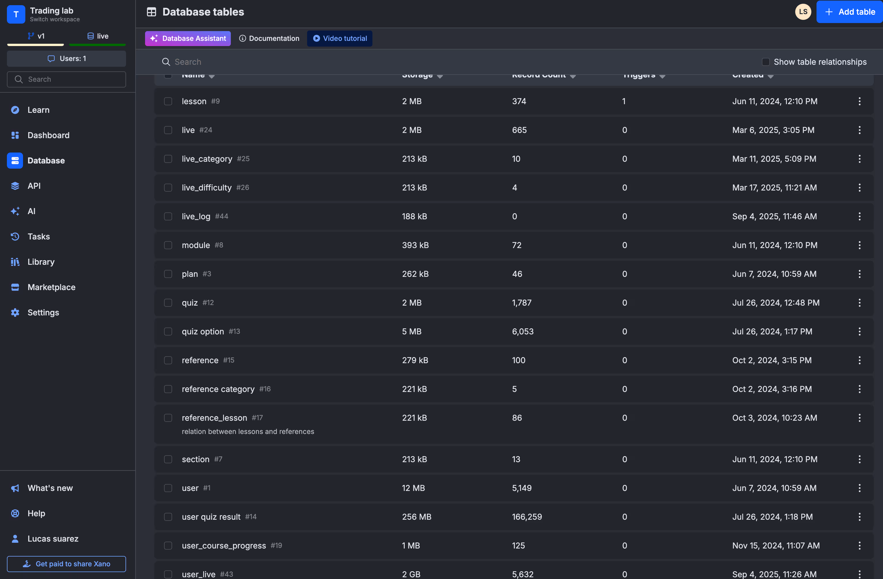 Xano Database